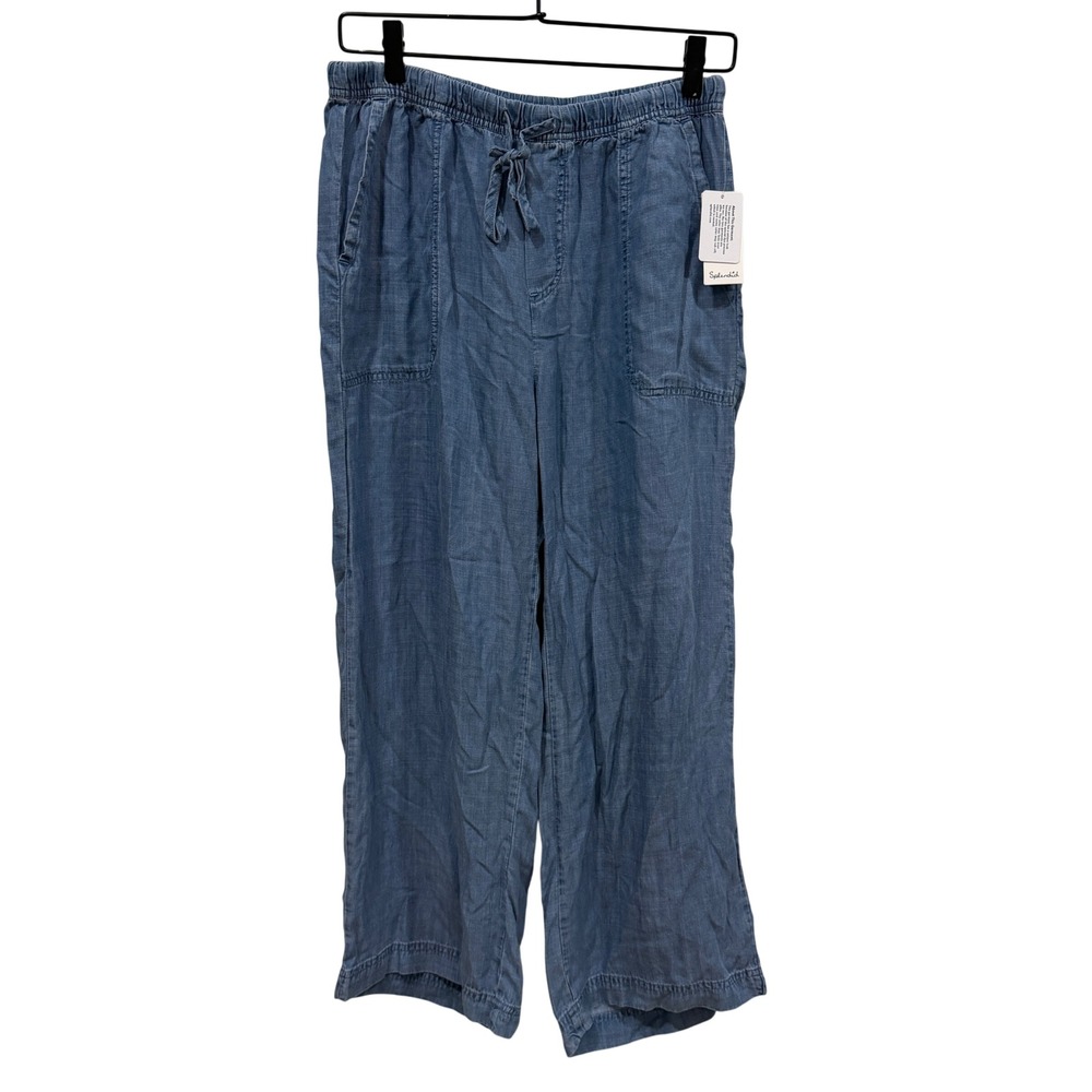 Splendid Women Medium Indigo Wide Leg Drawstring Tencel Pants RS3C1CX NEW‎